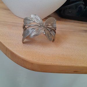 Vintage Alkemi Metal Flower Leaf Vine Cuff Bracelet Gorgeous